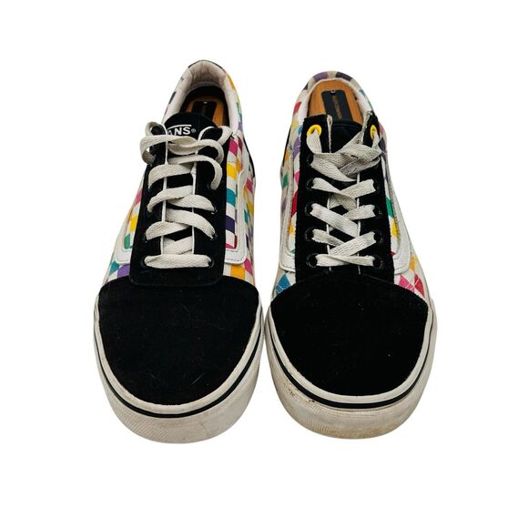 VANS Old Skool Rainbow Checkerboard Sneakers Suede Canvas Missy Size 6 Colorful - Picture 3 of 9